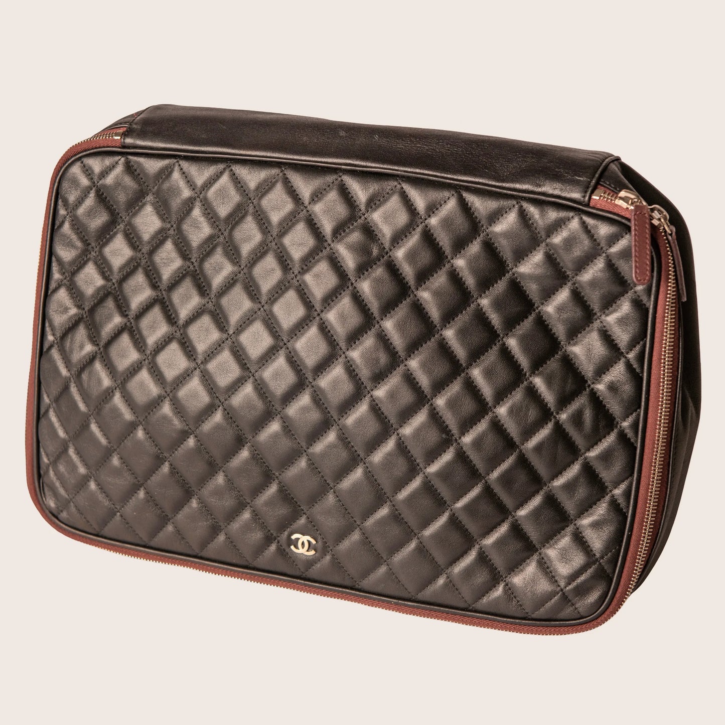 Chanel Black Quilted Lambskin Laptop Case