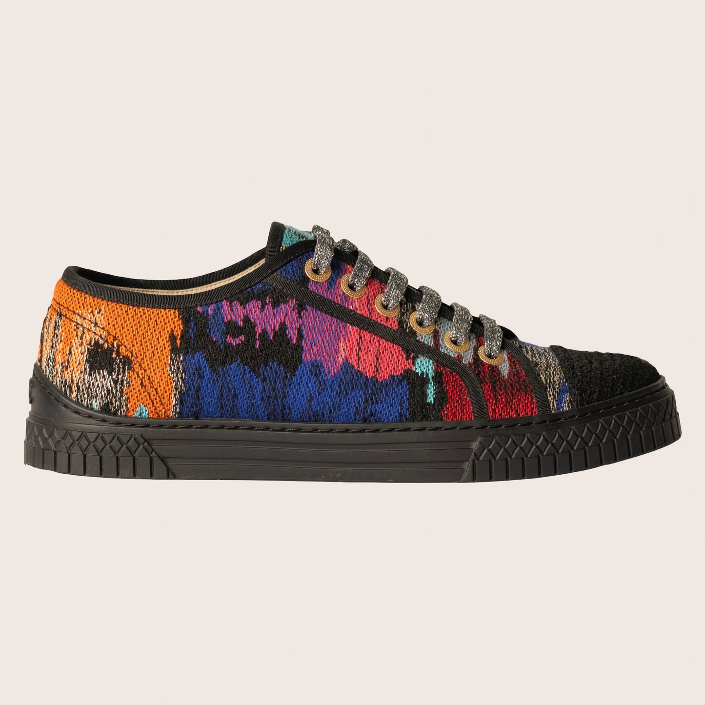 Chanel Multicolor Woven Fabric CC Low Top Sneakers