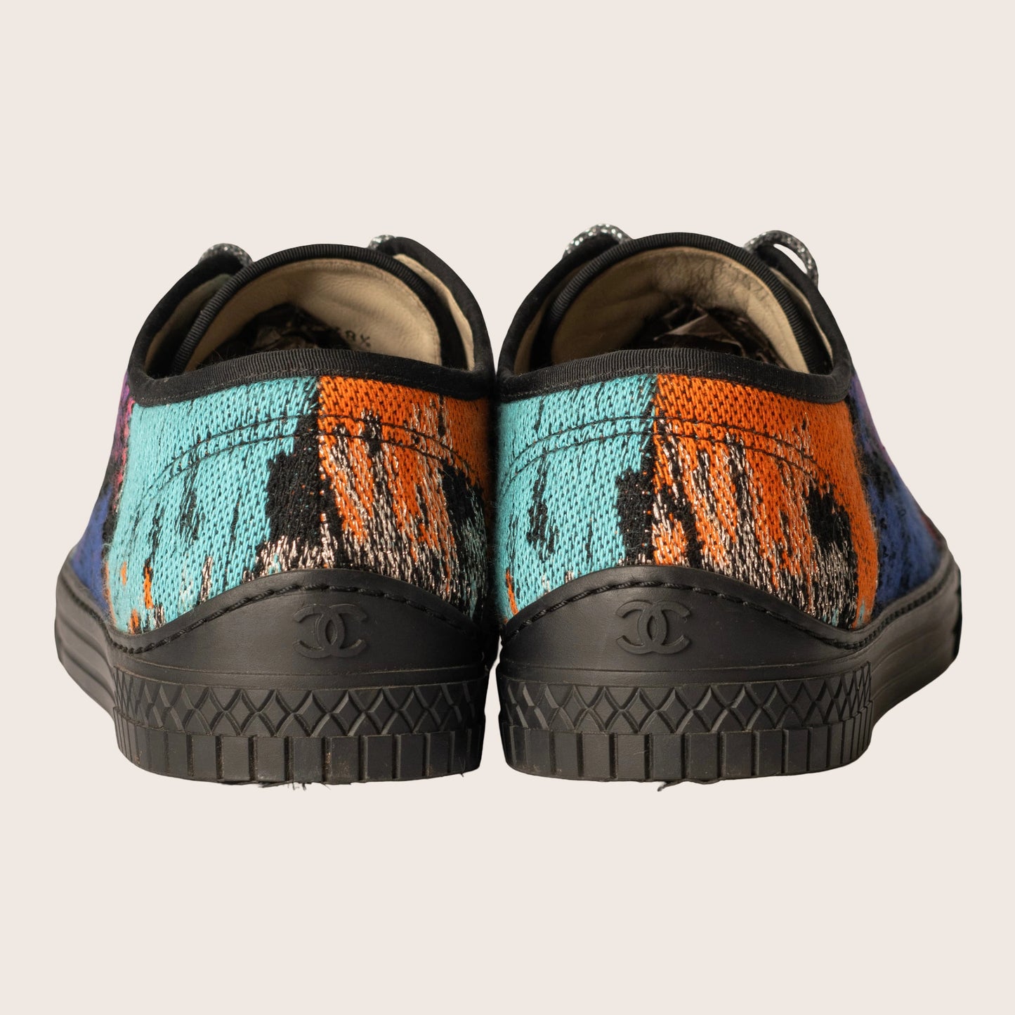 Chanel Multicolor Woven Fabric CC Low Top Sneakers