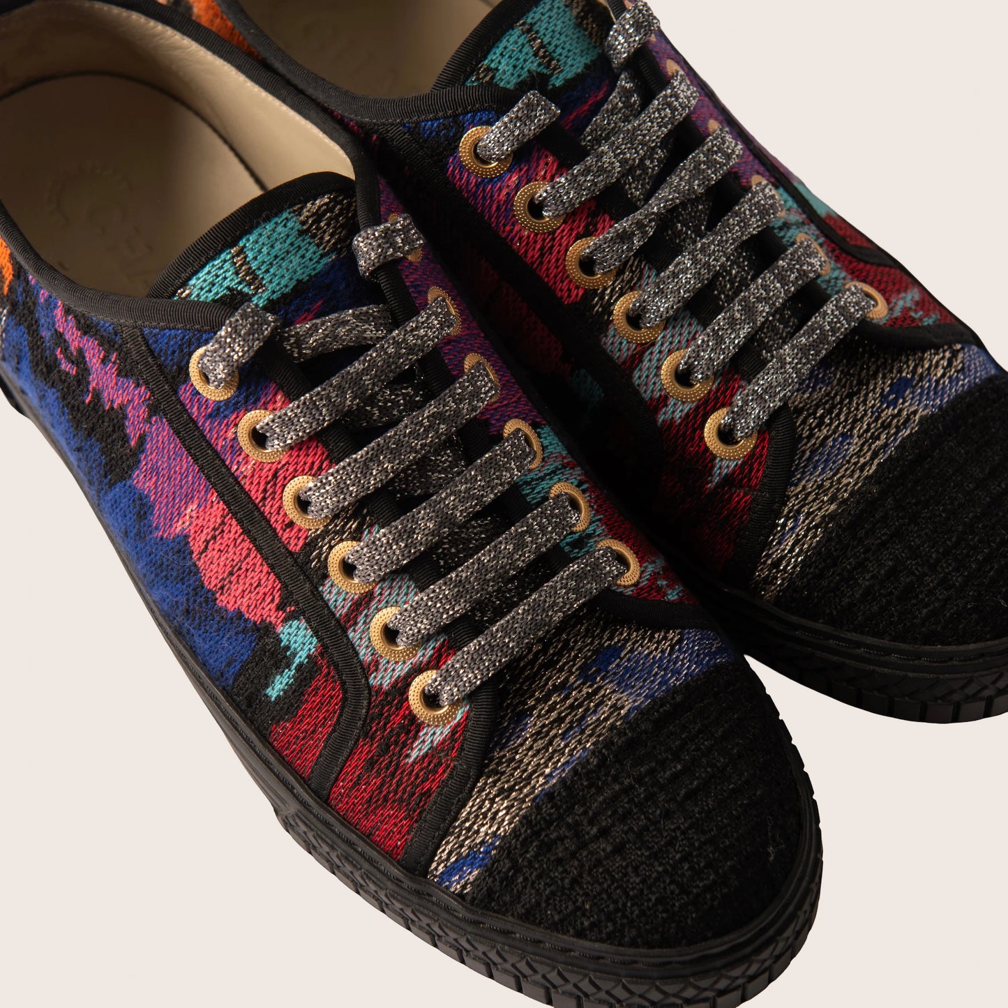 Chanel Multicolor Woven Fabric CC Low Top Sneakers