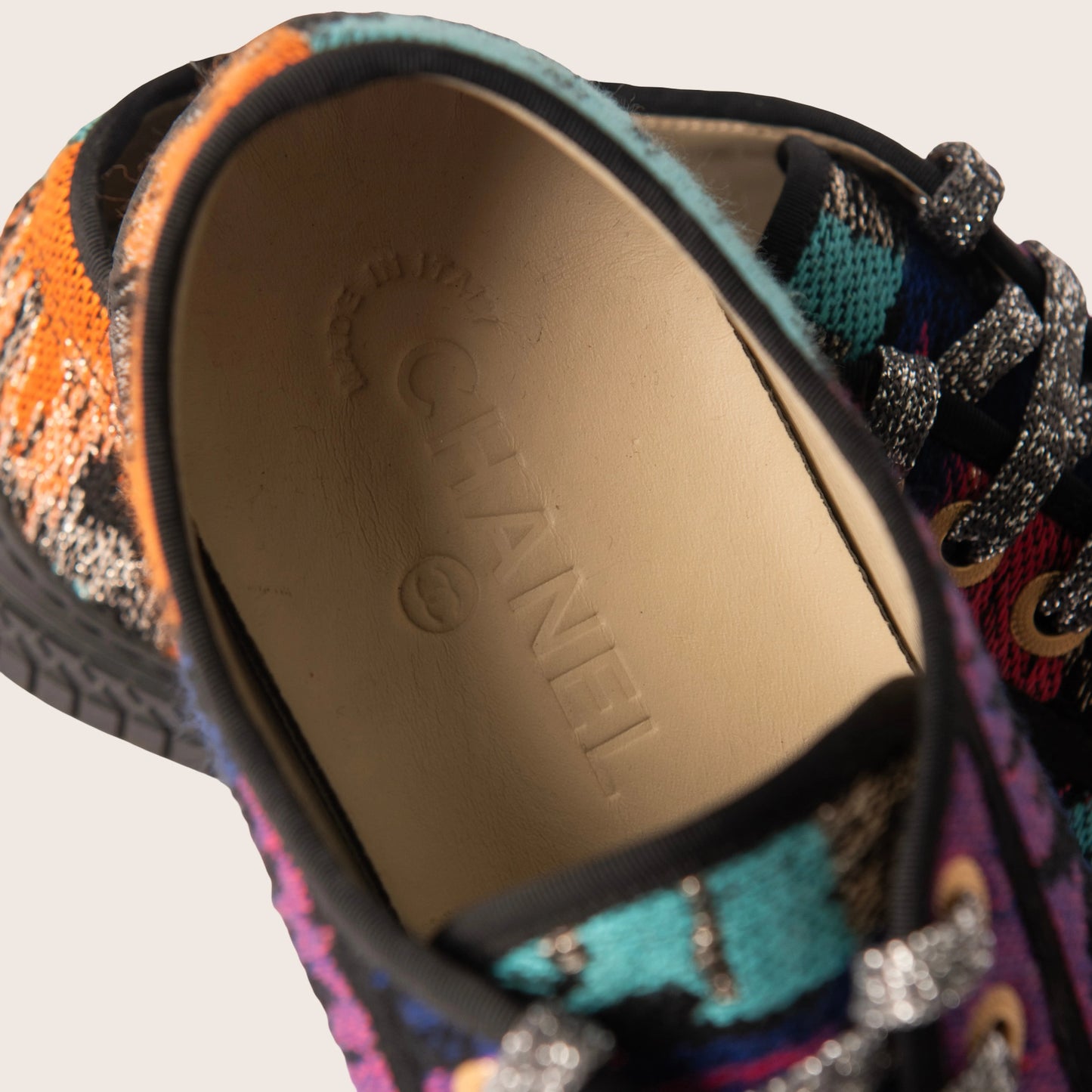 Chanel Multicolor Woven Fabric CC Low Top Sneakers