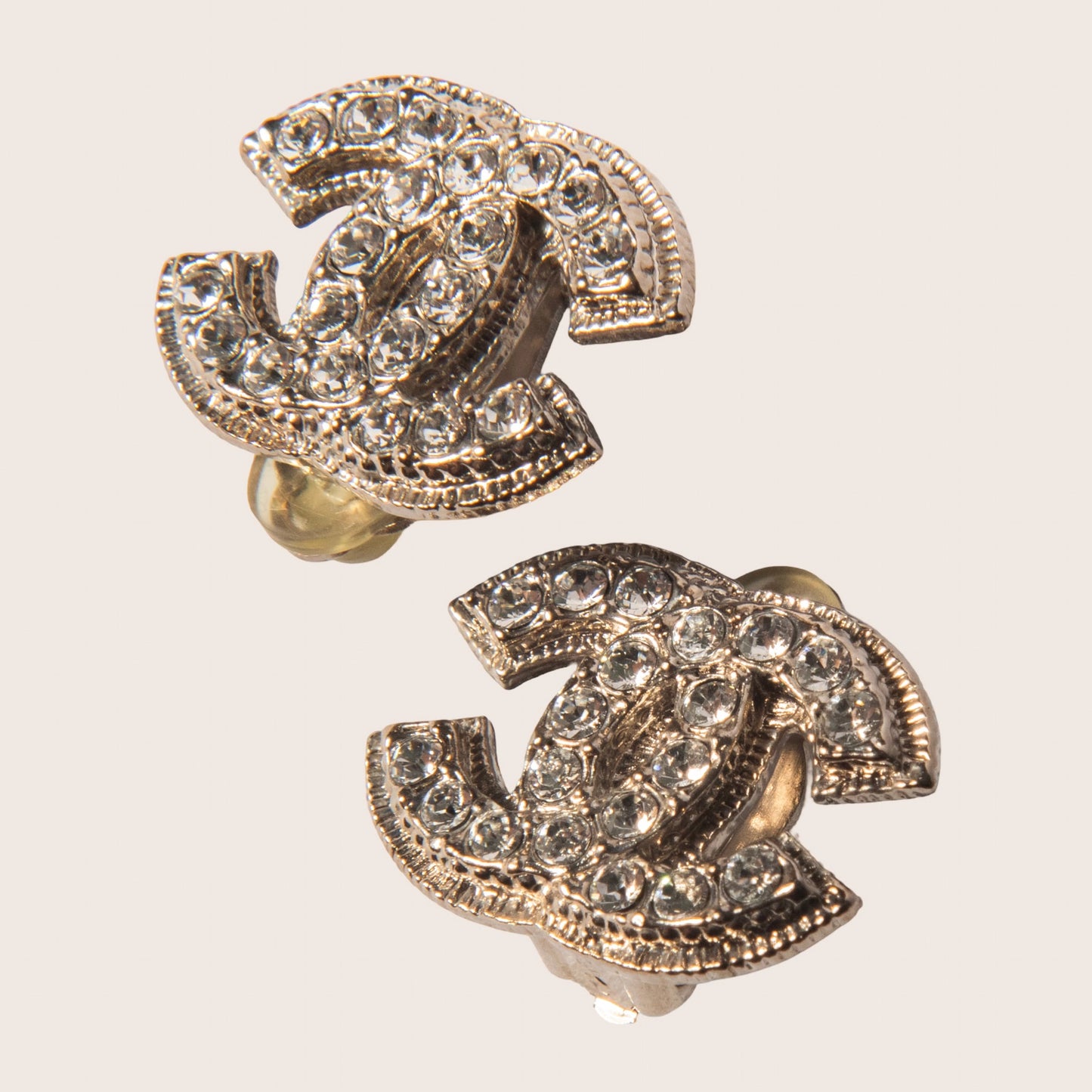 Chanel CC Crystal Stud Earrings