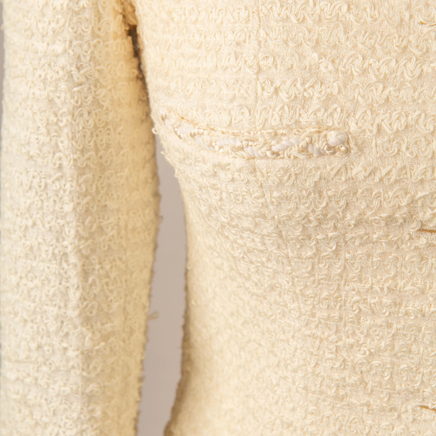 Chanel Cream Bouclé Wool Jacket with Gold CC Buttons