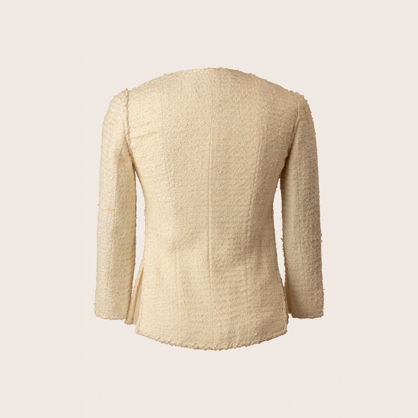 Chanel Cream Bouclé Wool Jacket with Gold CC Buttons