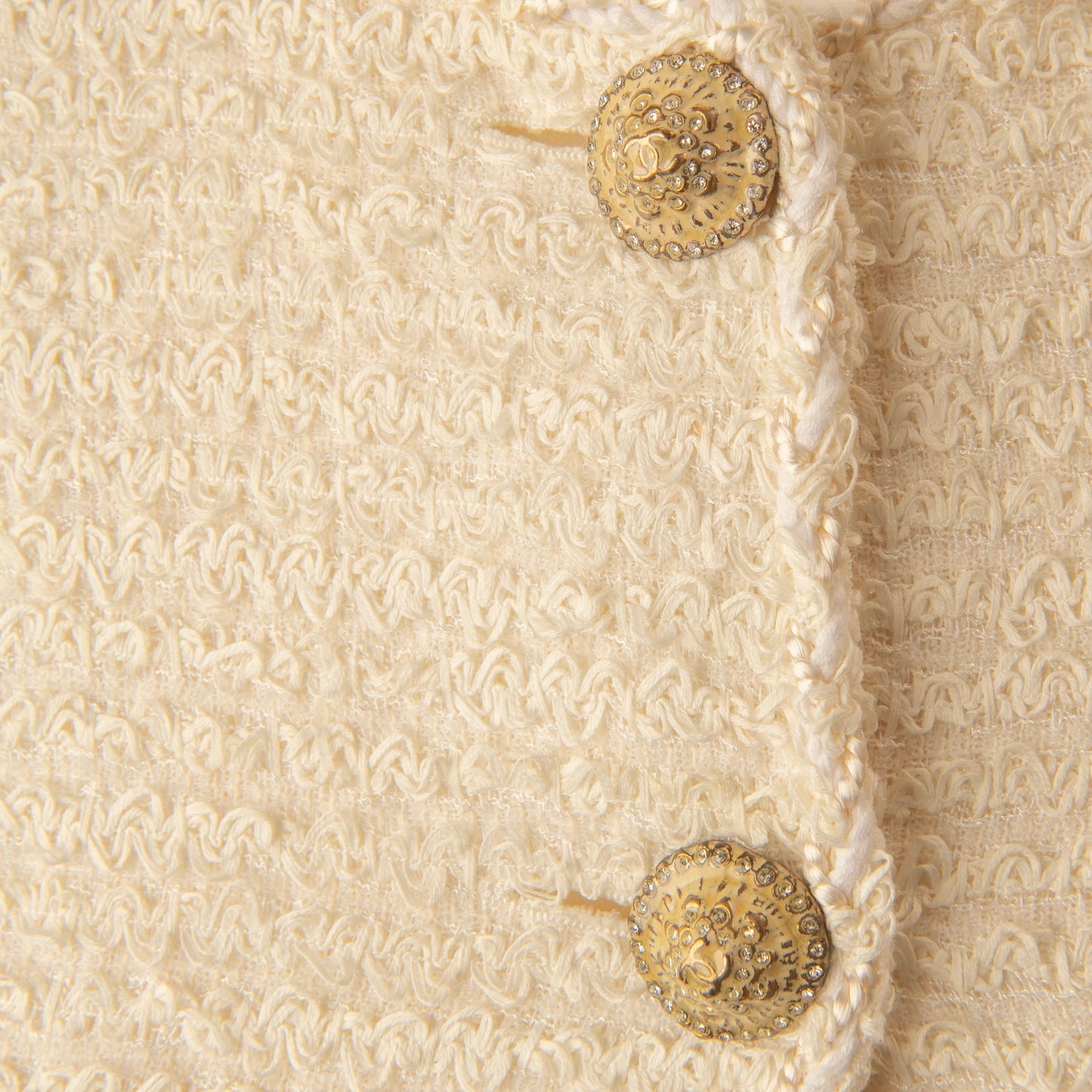 Chanel Cream Bouclé Wool Jacket with Gold CC Buttons