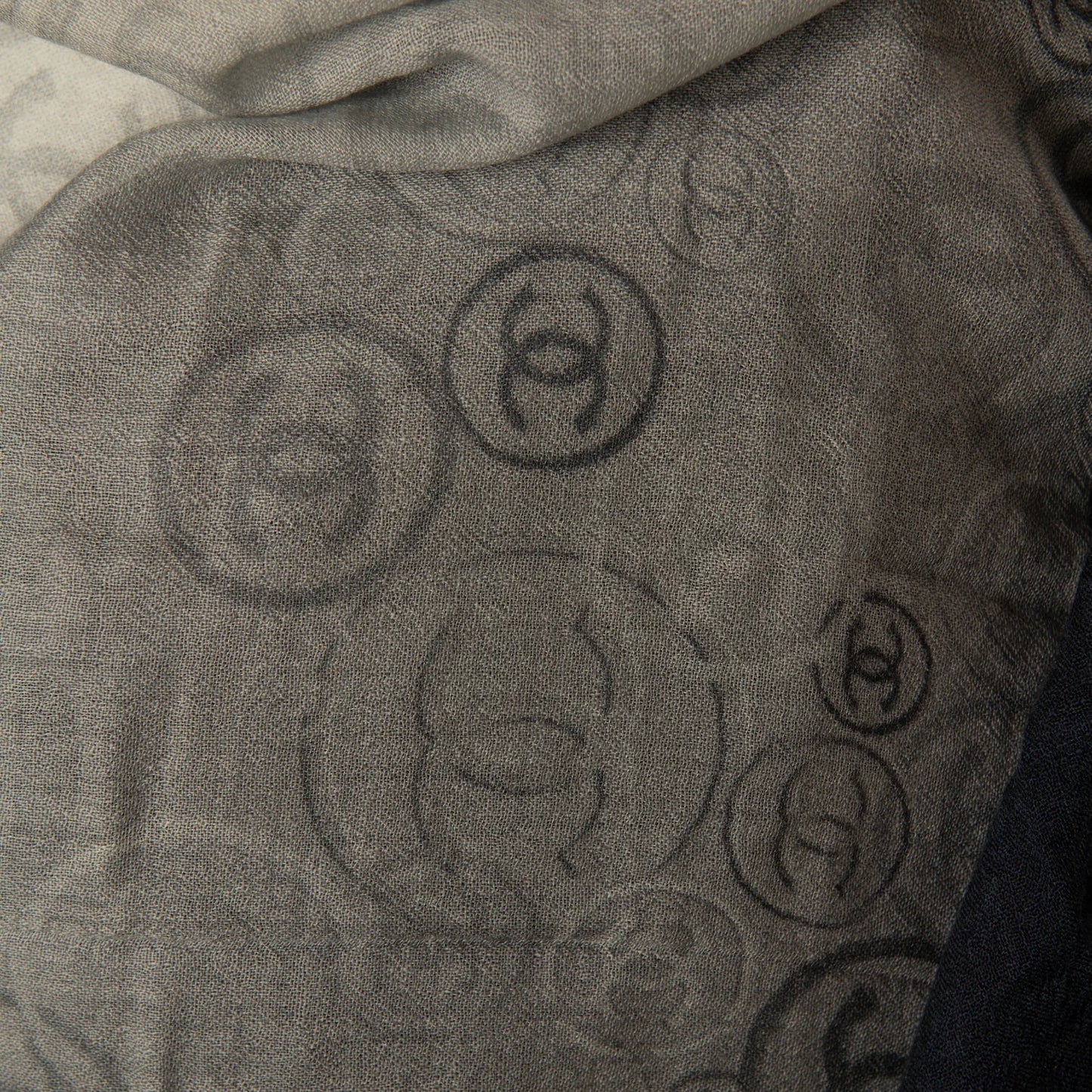 Chanel Gradient Logo Scarf in Black and Grey