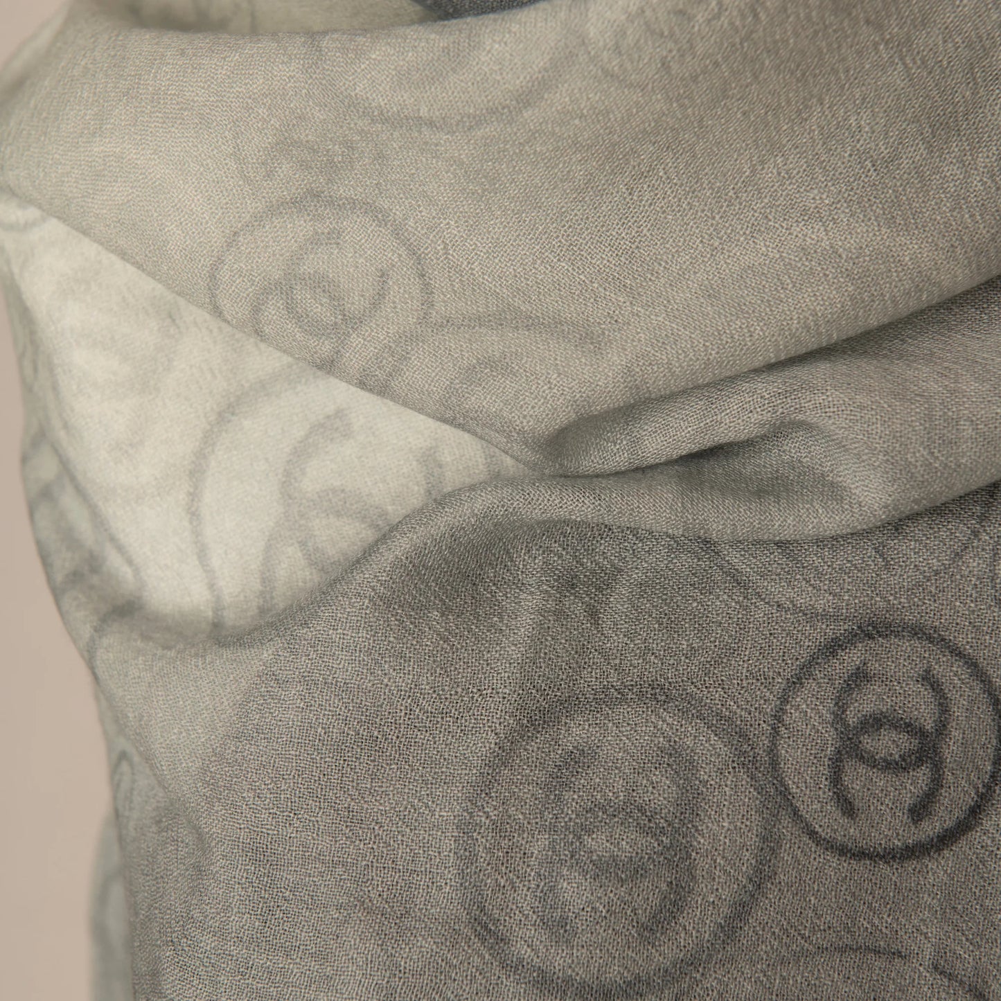 Chanel Gradient Logo Scarf in Black and Grey