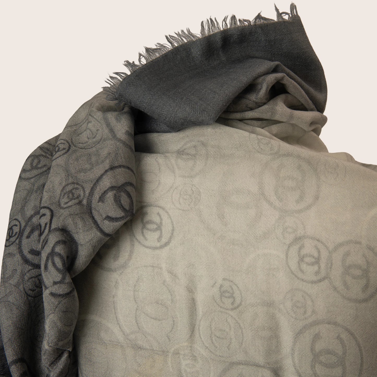Chanel Gradient Logo Scarf in Black and Grey