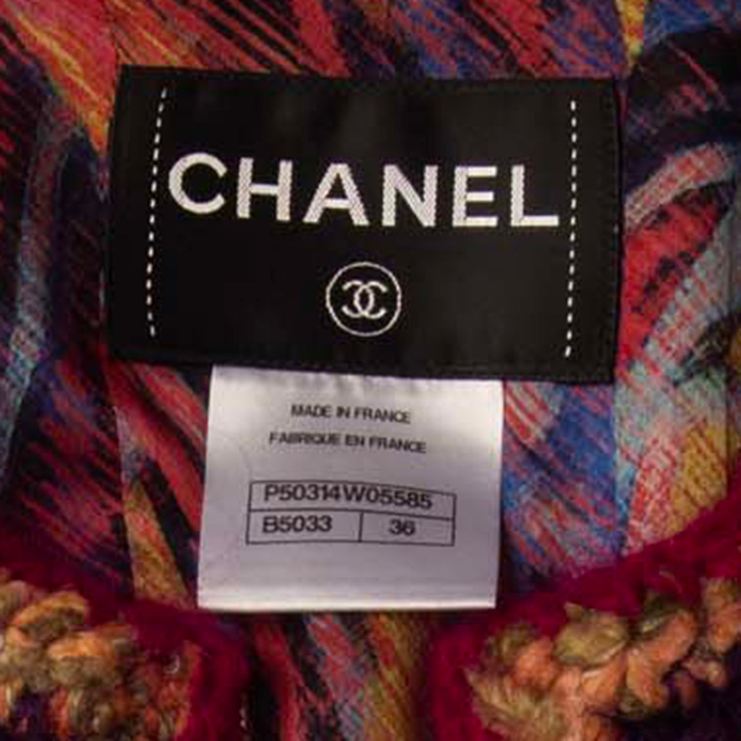 Chanel Burgundy Wool Tweed Jacket with Colorful Crochet Trim