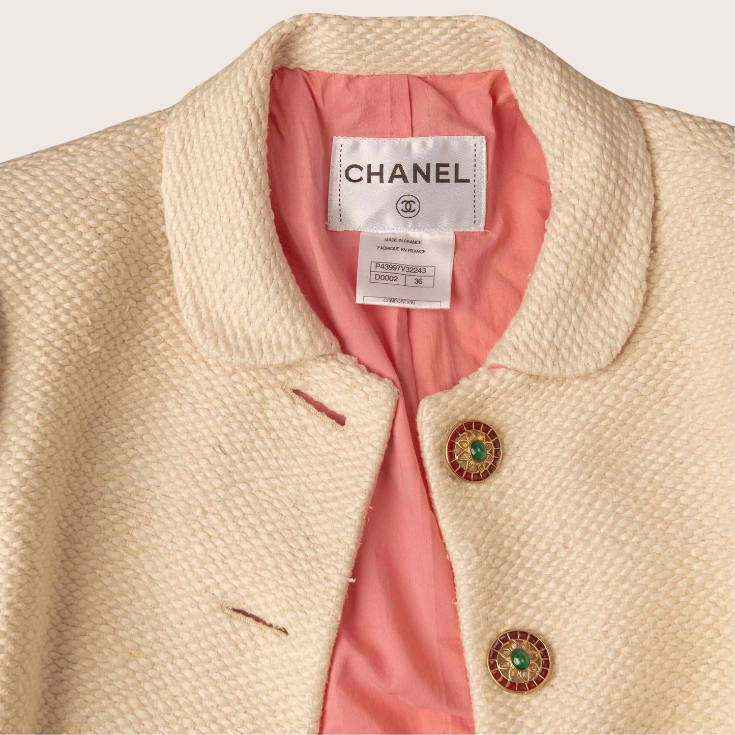 Chanel Cream Jewel Button Jacket