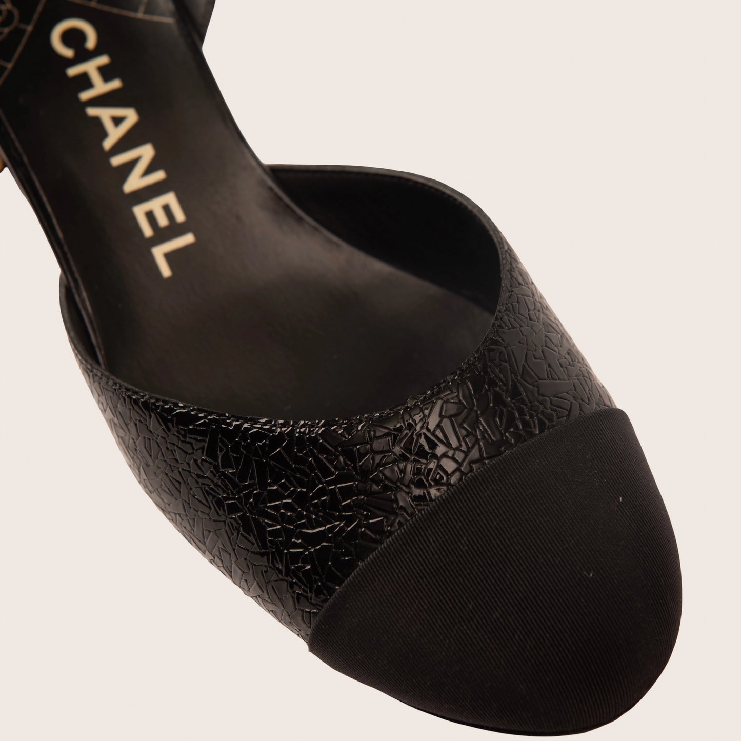 Chanel Black Slingback Sandals with Pearl-Embellished Heels