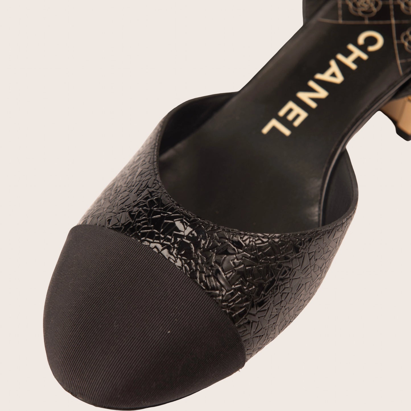 Chanel Black Slingback Sandals with Pearl-Embellished Heels