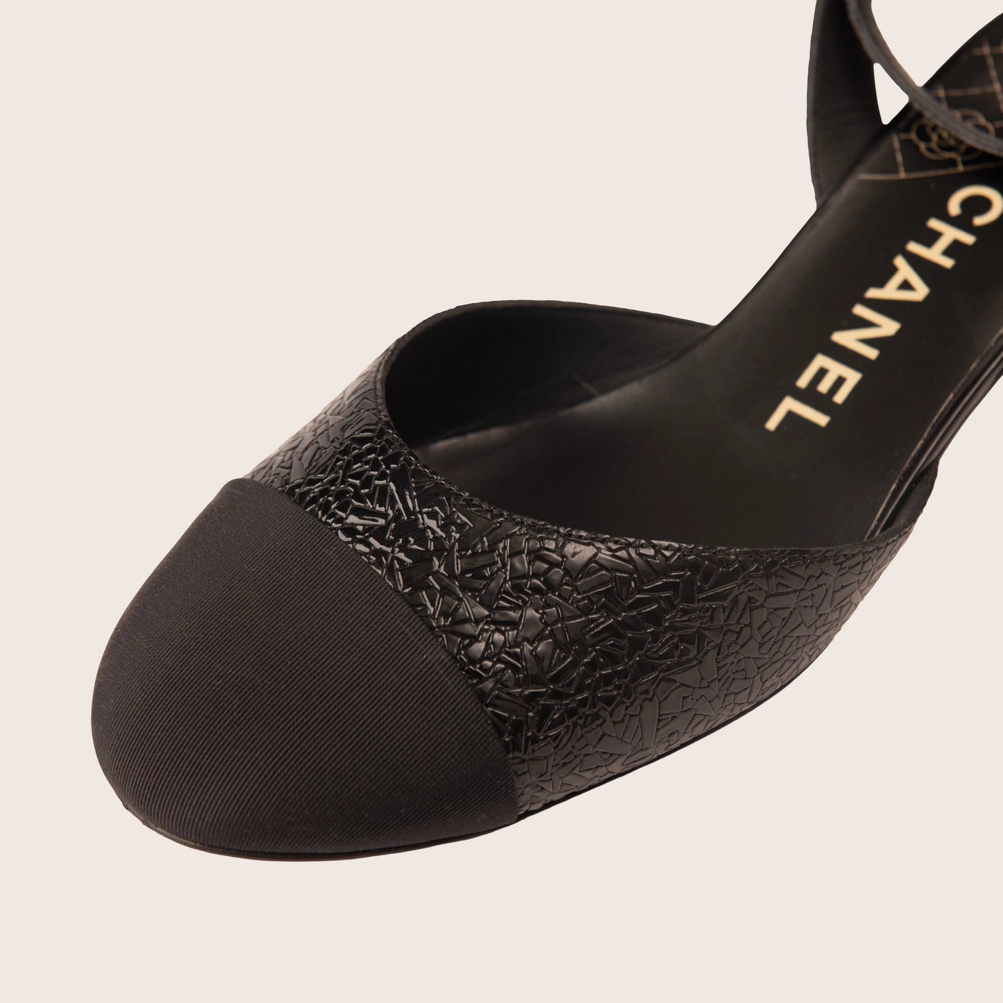 Chanel Black Slingback Sandals with Pearl-Embellished Heels