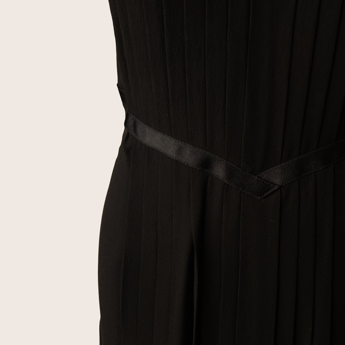 Chanel Black Pleated Sleeveless Dress with Beaded Jewel Neckline
