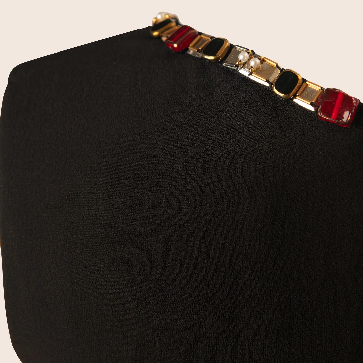 Chanel Black Pleated Sleeveless Dress with Beaded Jewel Neckline