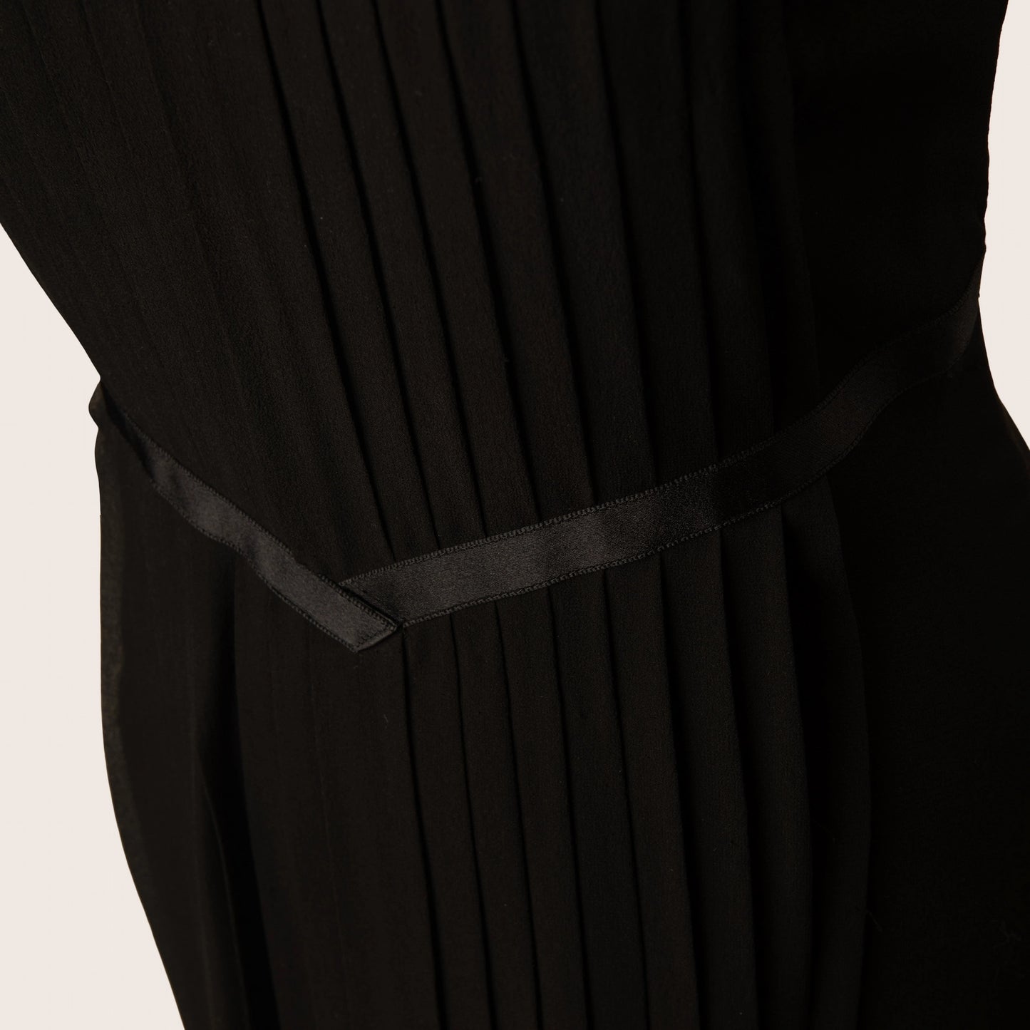 Chanel Black Pleated Sleeveless Dress with Beaded Jewel Neckline