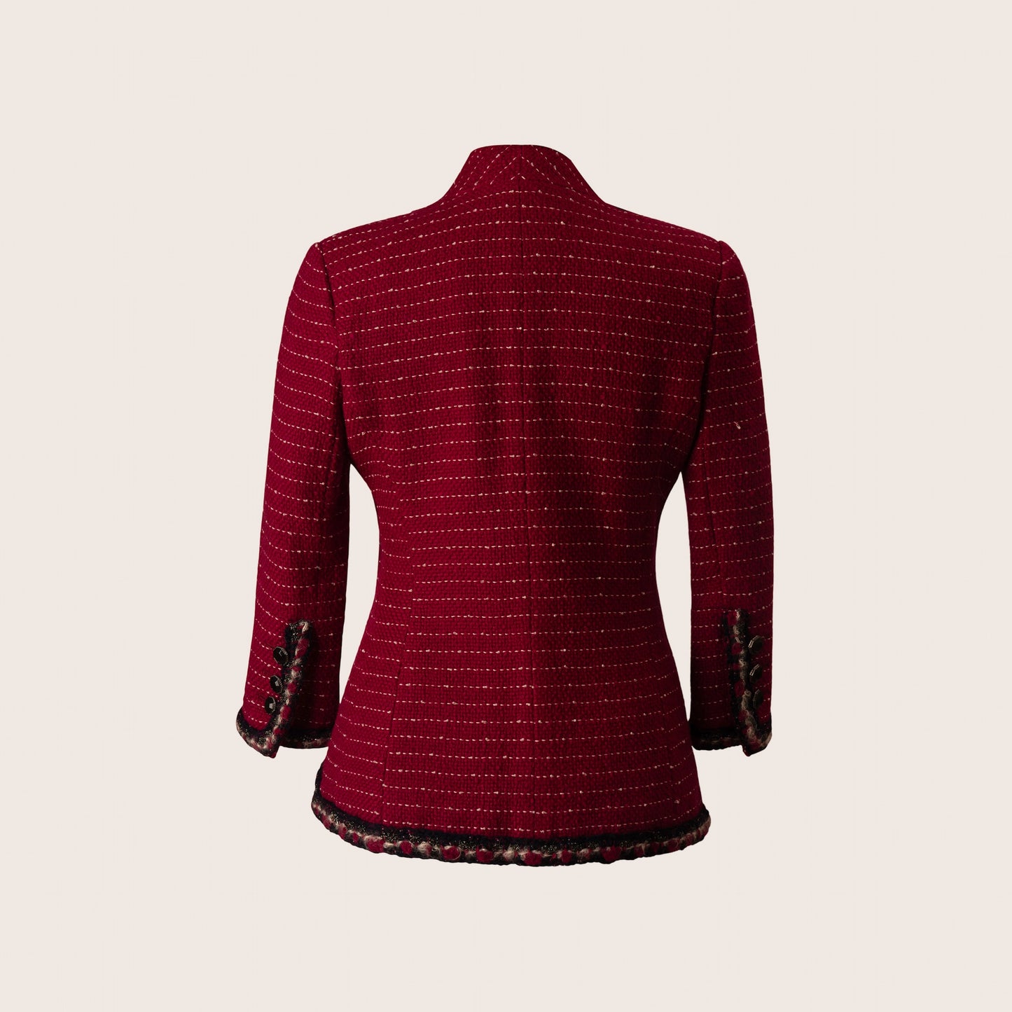 Chanel Burgundy Tweed Jacket with Multicolor Trim