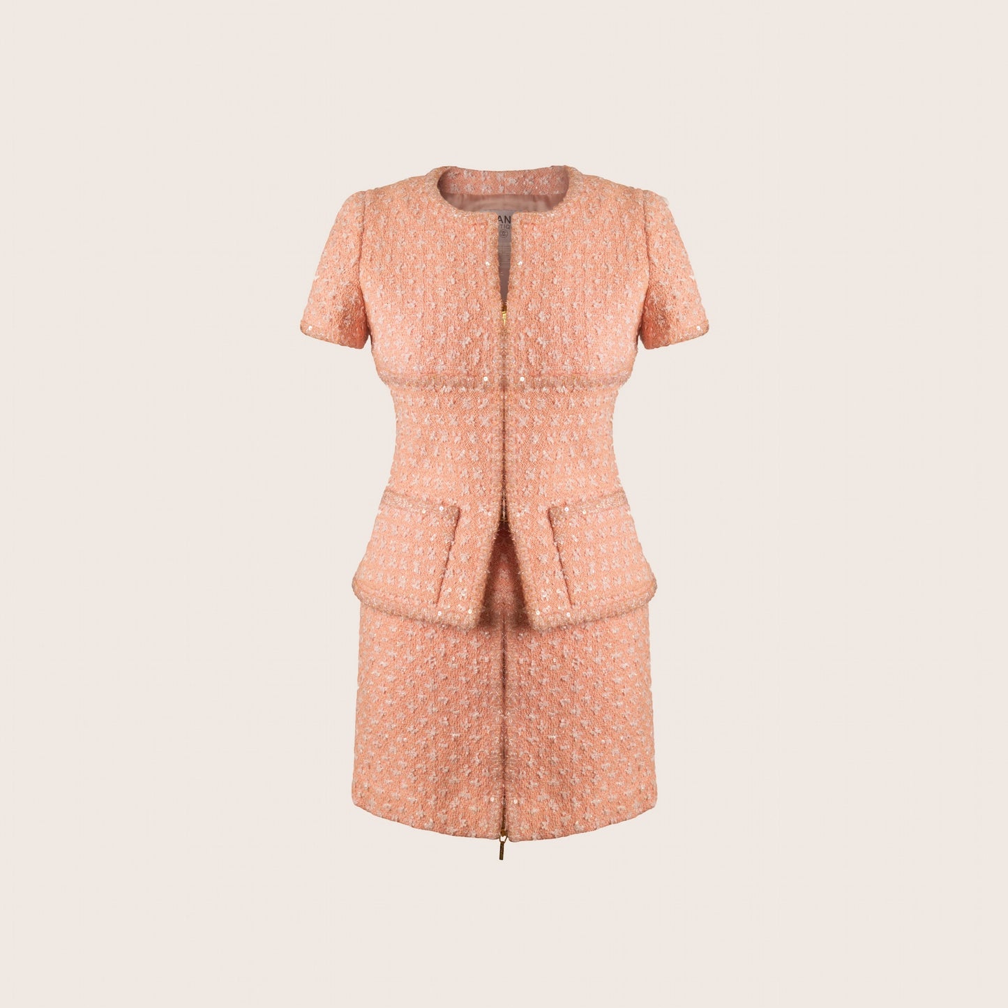 Chanel Pink Tweed Jacket and Skirt Set