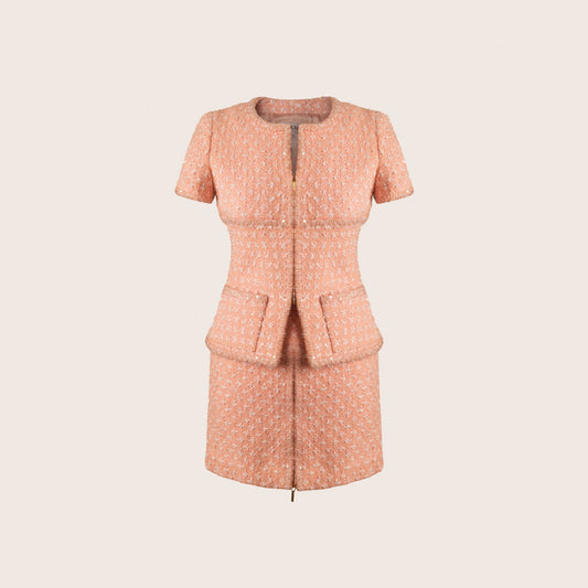 Chanel Pink Tweed Jacket and Skirt Set