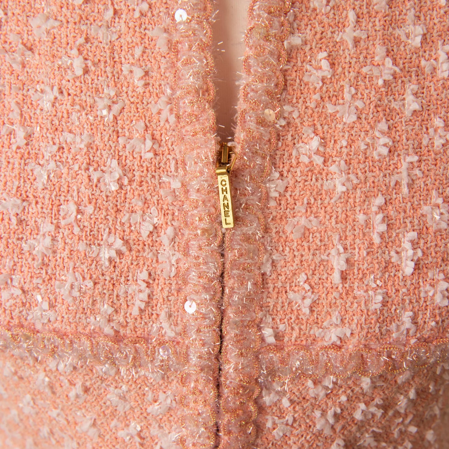 Chanel Pink Tweed Jacket and Skirt Set