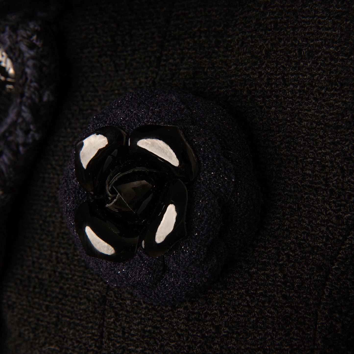 Chanel Black Tweed Jacket with Satin Collar