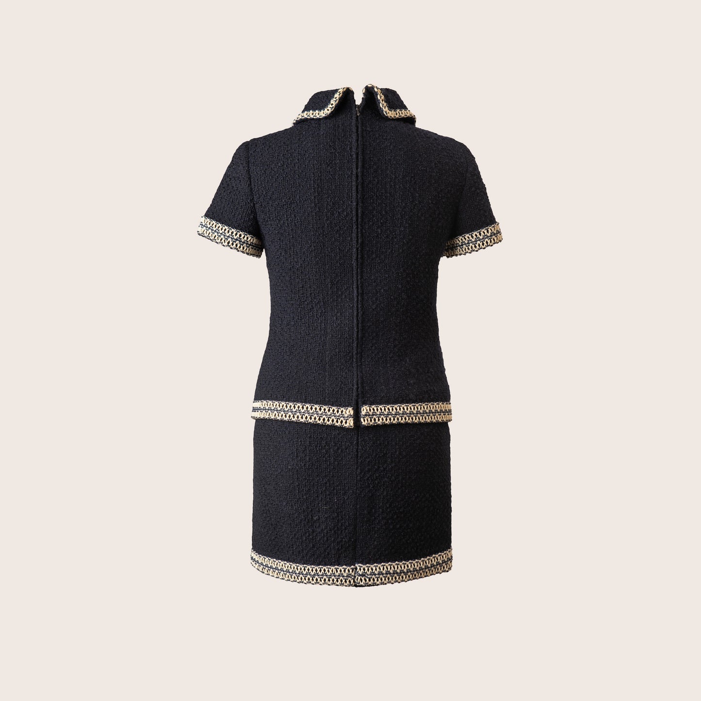 Chanel Navy Tweed Suit with Signature Chain Details