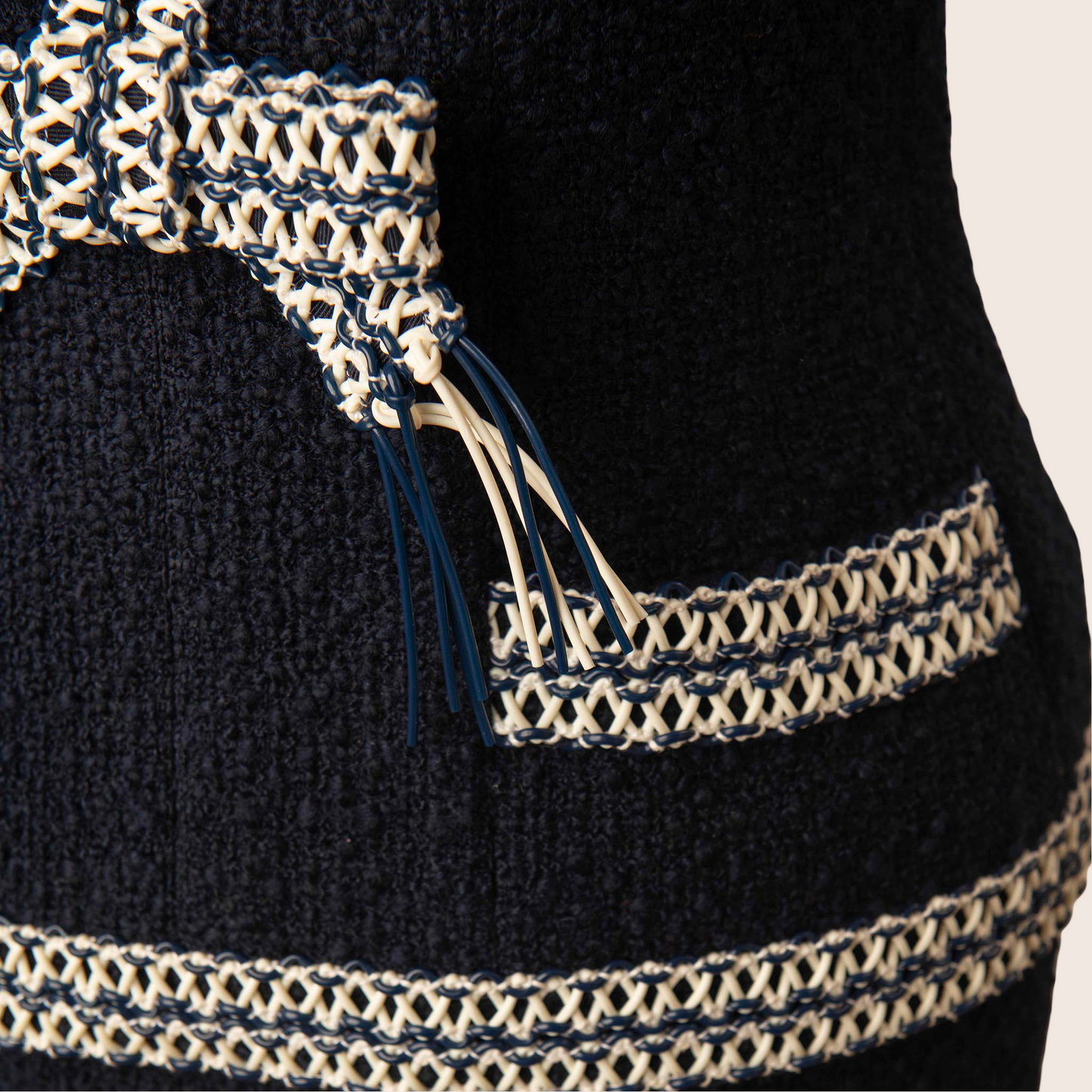 Chanel Navy Tweed Suit with Signature Chain Details