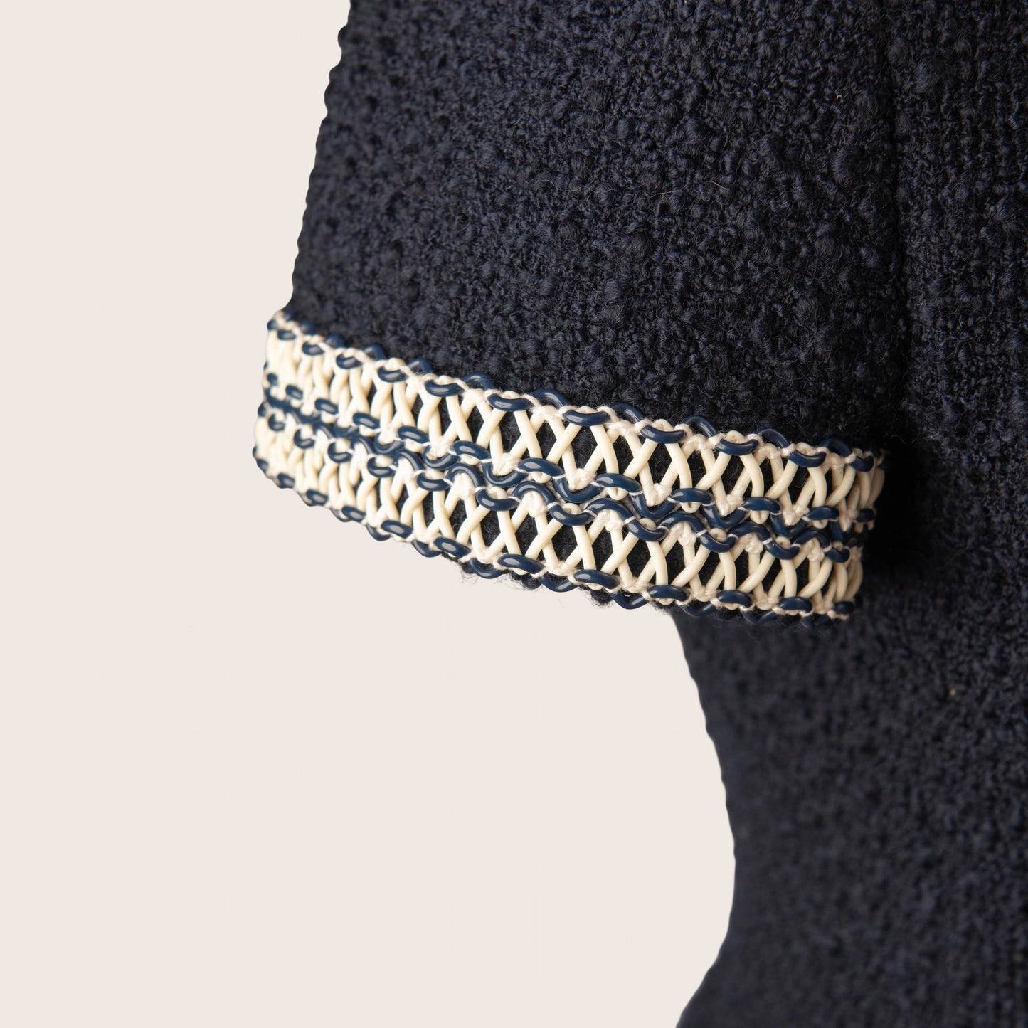 Chanel Navy Tweed Suit with Signature Chain Details