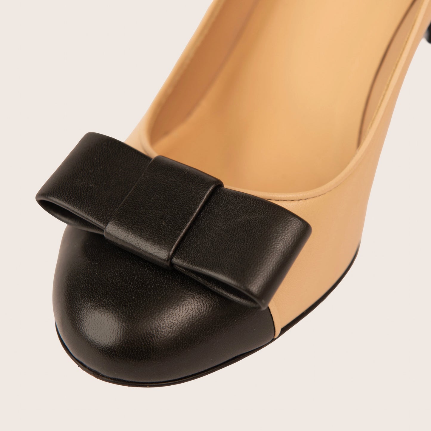 Chanel Beige & Black Cap Toe Slingback Heels