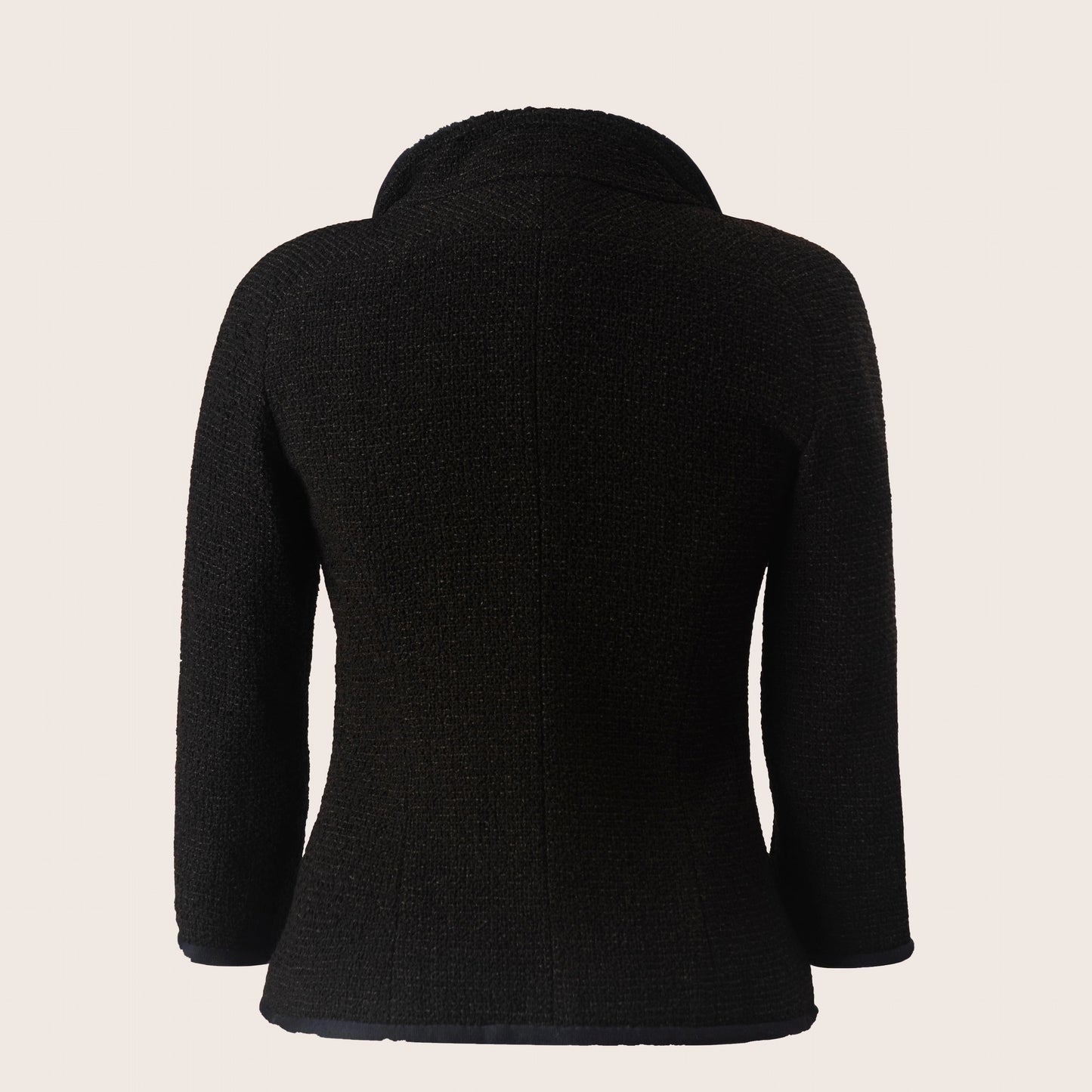 Chanel Black Tweed Jacket with Navy Trim