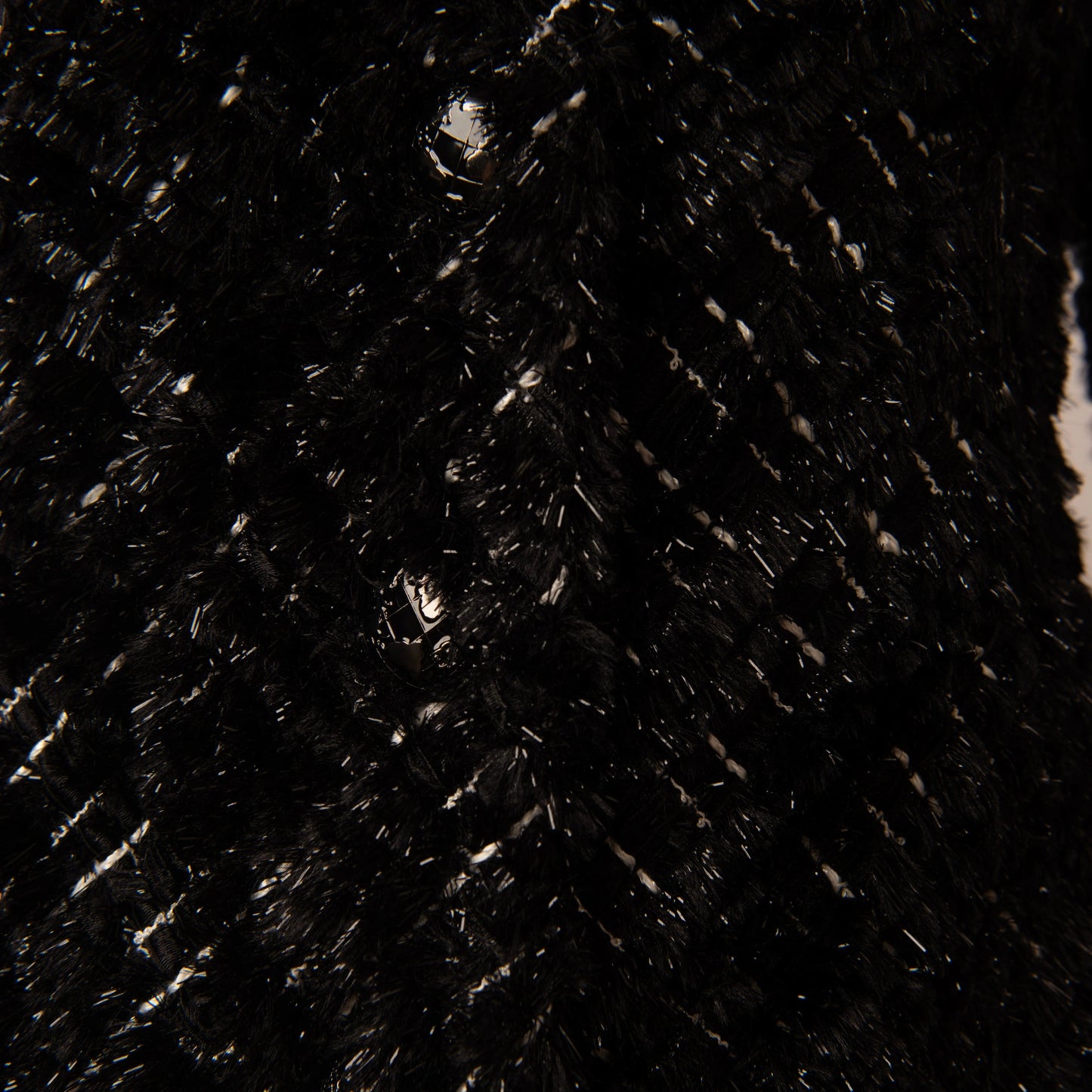 Chanel Black Tweed Jacket with Signature Flower Brooch