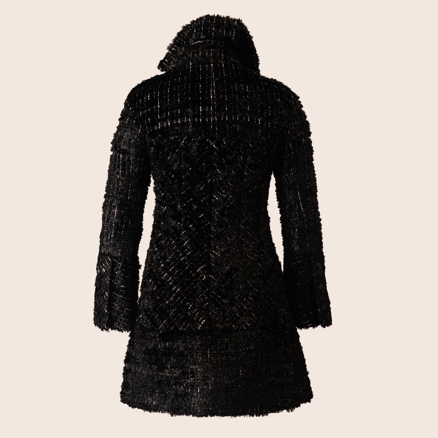 Chanel Black Tweed Jacket with Signature Flower Brooch