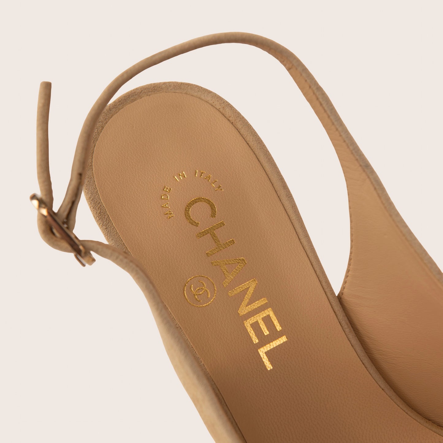 Chanel Beige and Black Slingback Heels