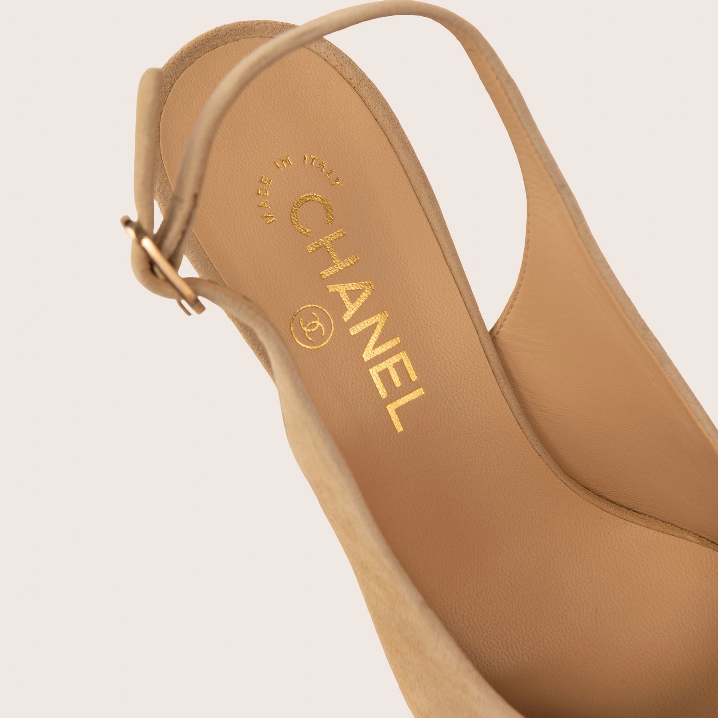 Chanel Beige and Black Slingback Heels