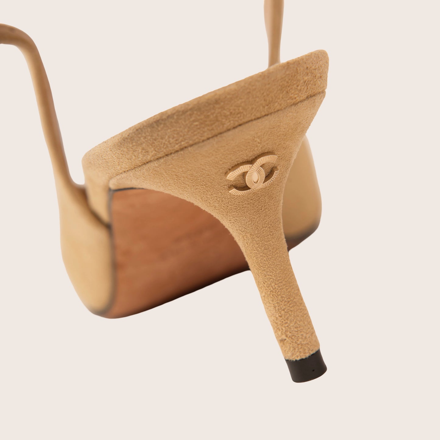 Chanel Beige and Black Slingback Heels
