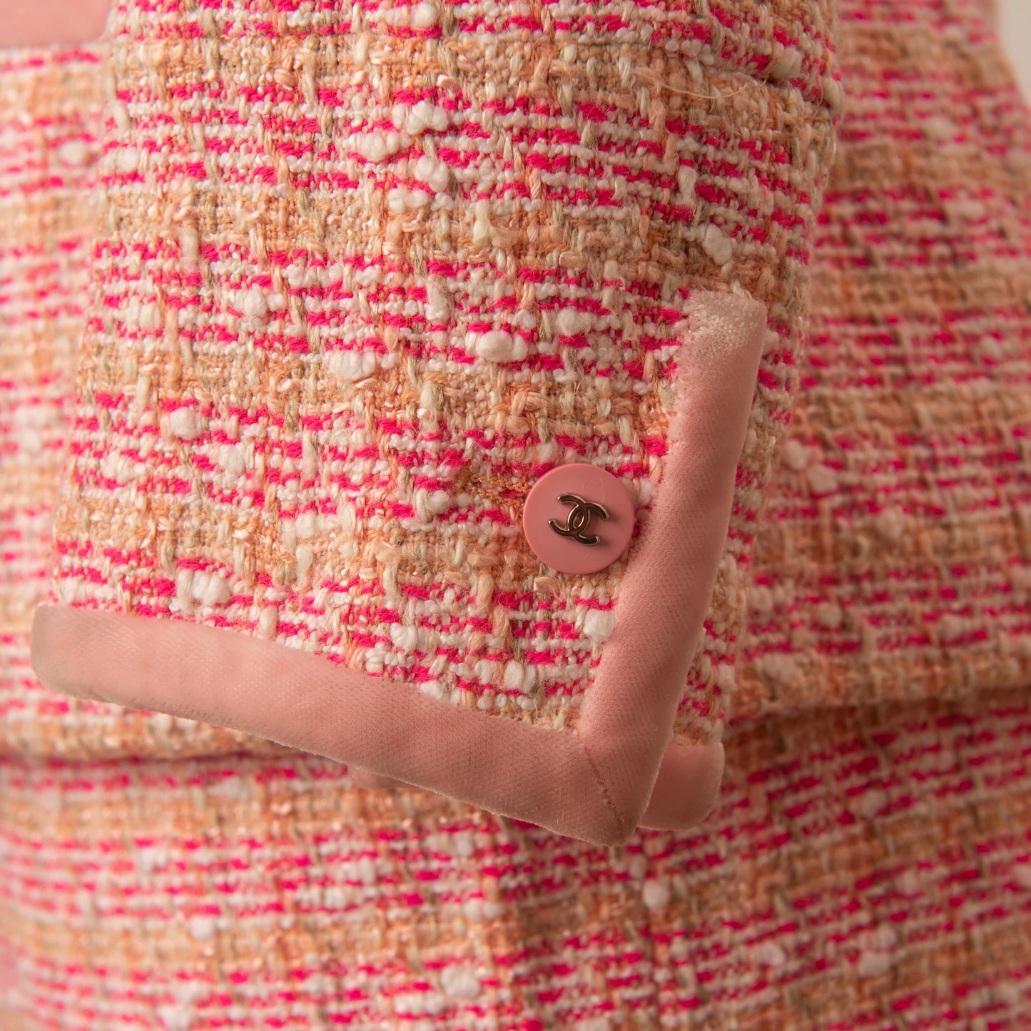 Chanel Pink Tweed Jacket and Skirt Set
