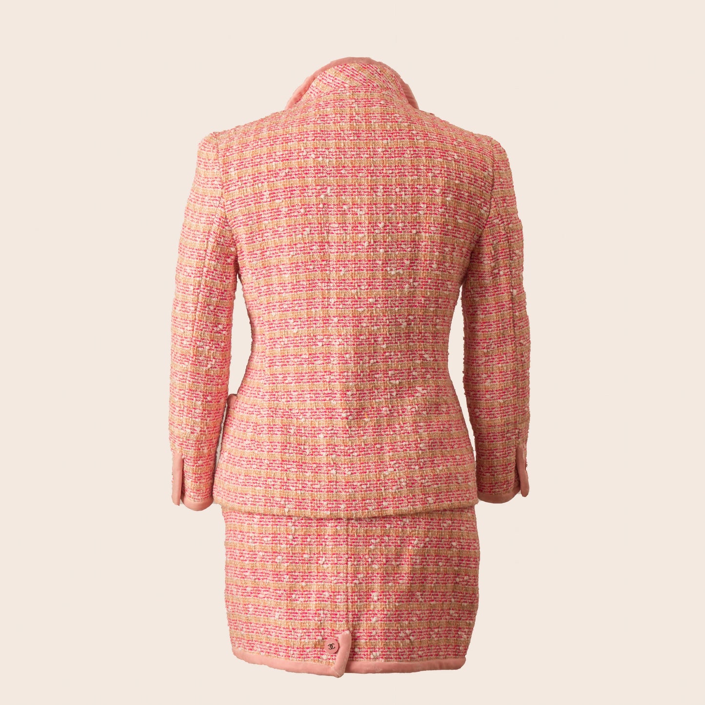Chanel Pink Tweed Jacket and Skirt Set
