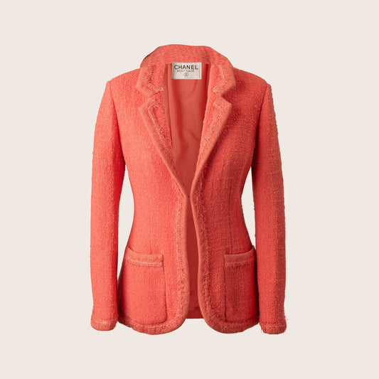 Chanel Tailored Coral Bouclé Jacket