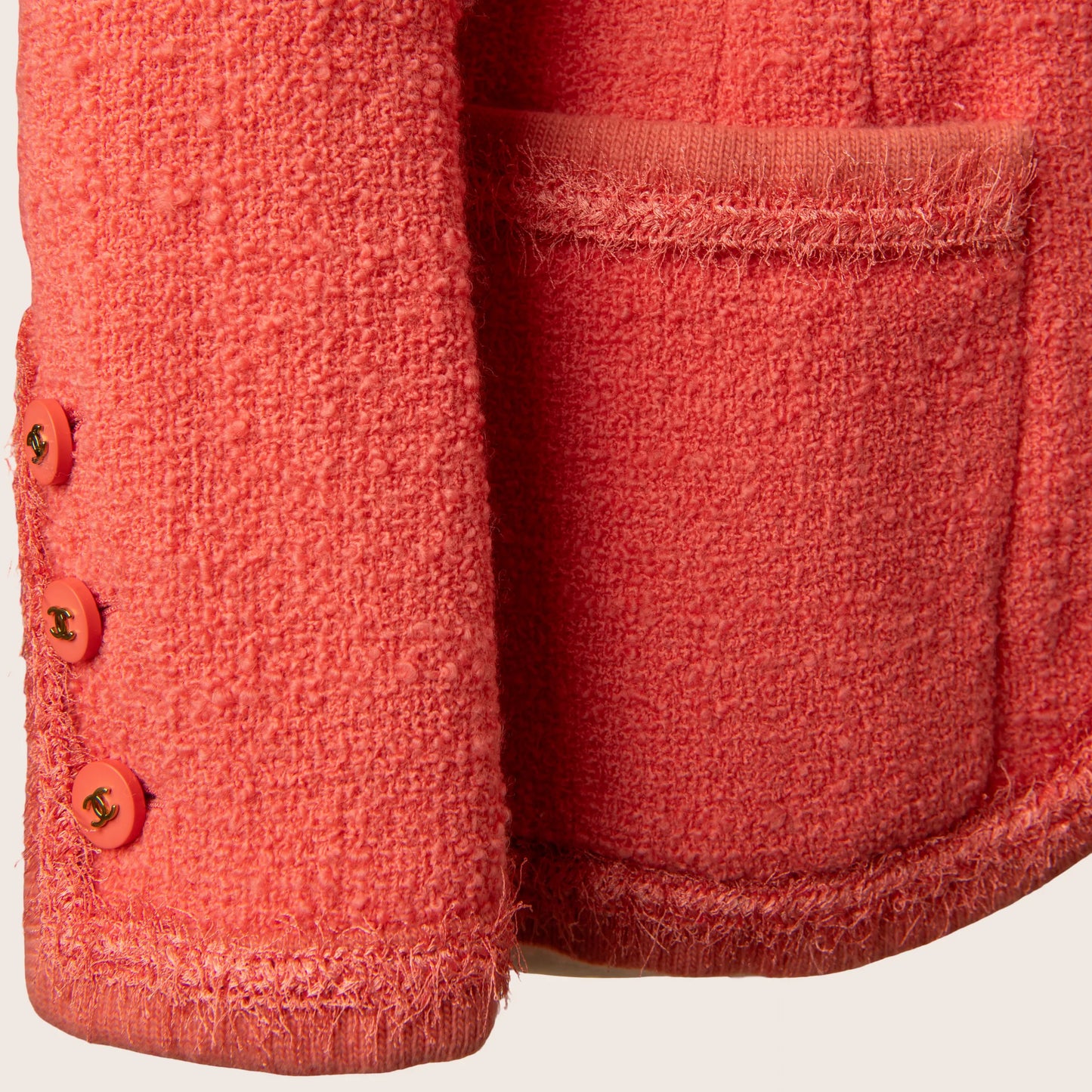 Chanel Tailored Coral Bouclé Jacket