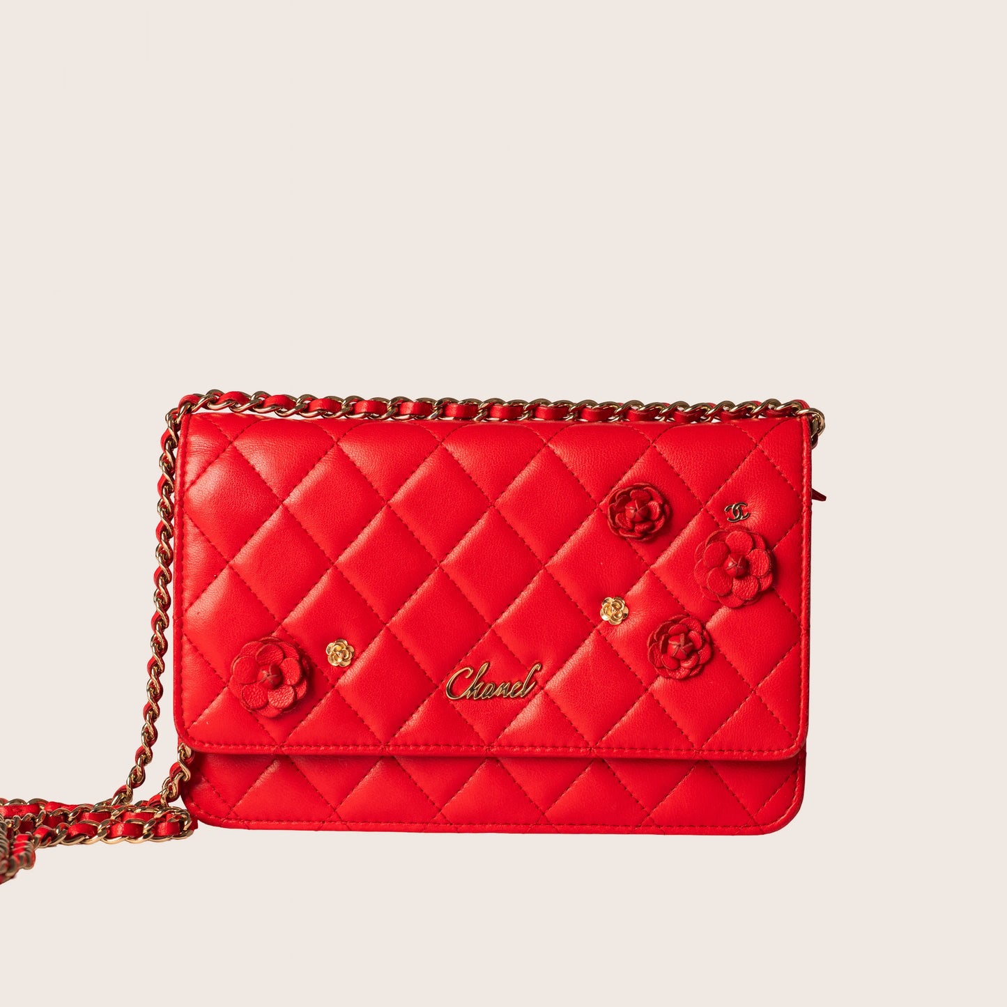Chanel Camellia Zip Around Wristlet Wallet