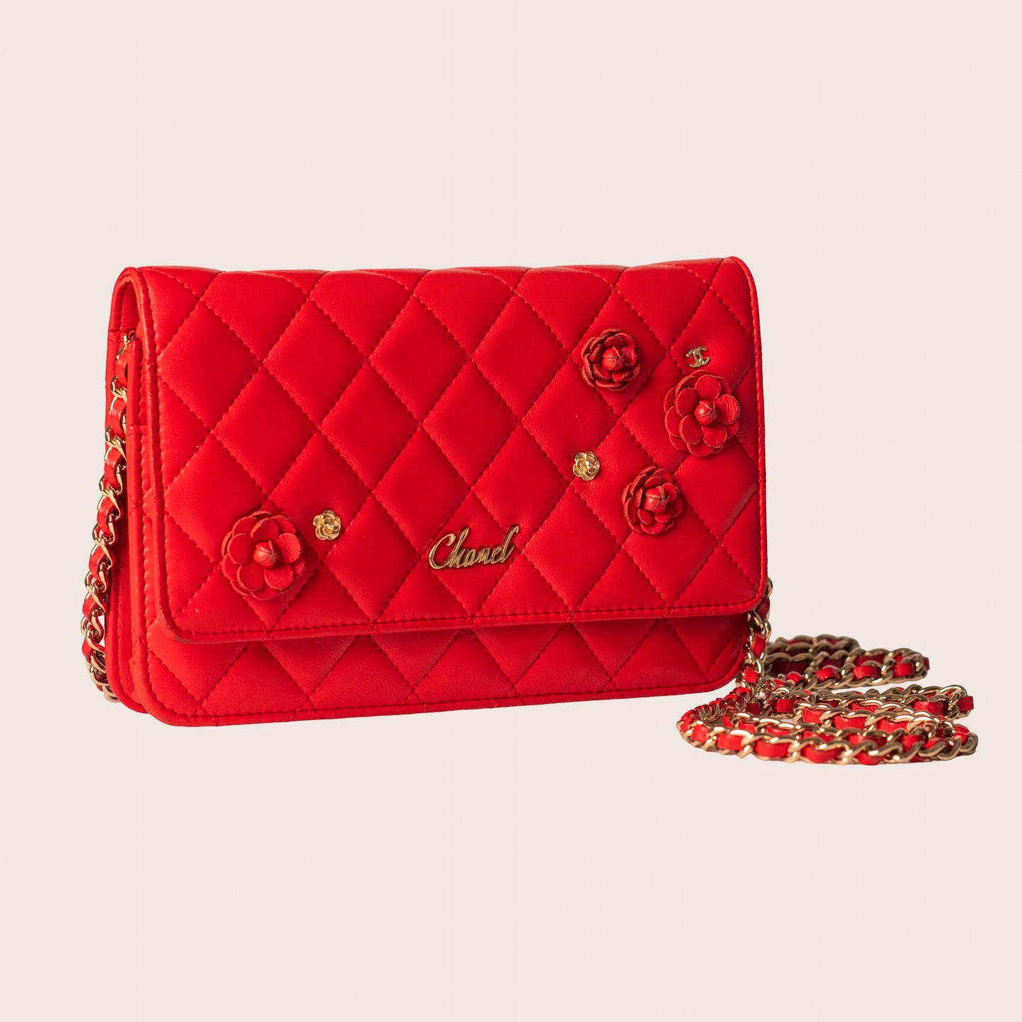 Chanel Camellia Zip Around Wristlet Wallet