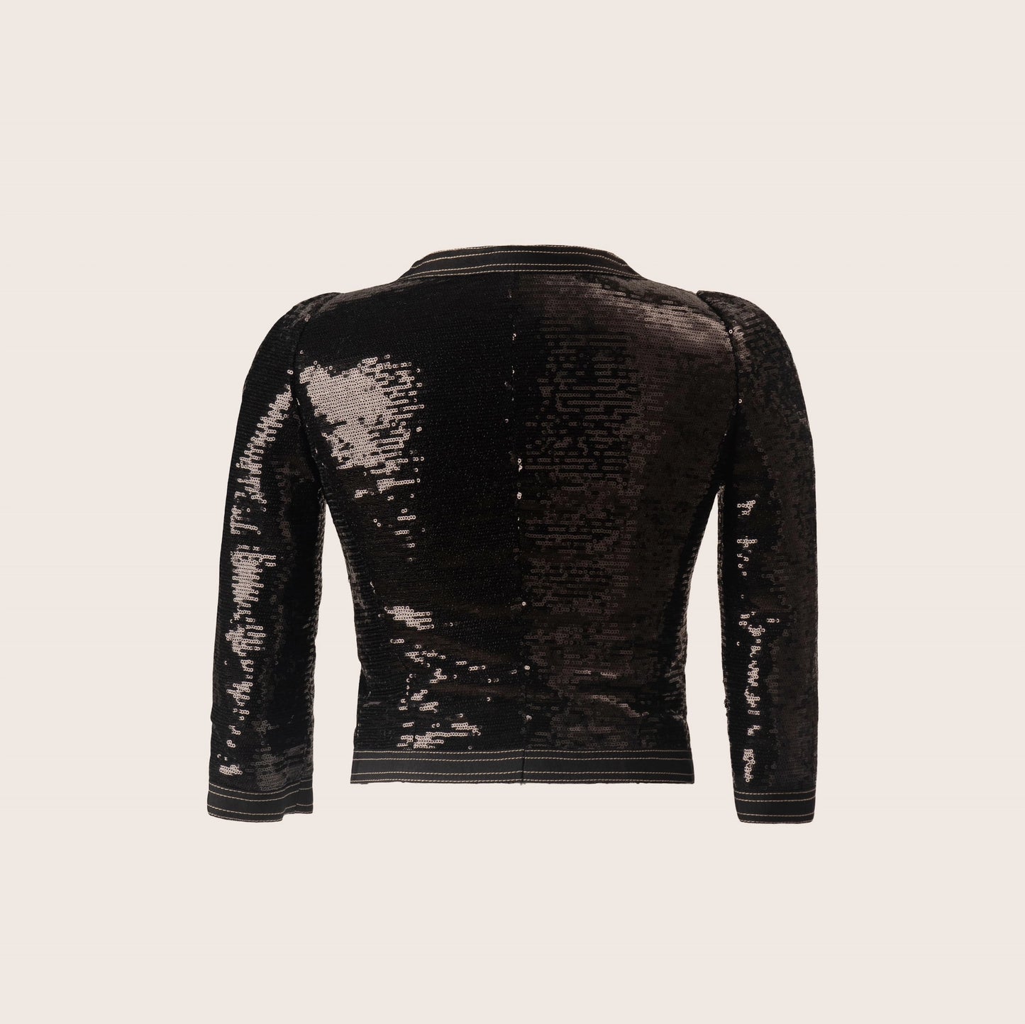 Chanel Black Sequin Jacket with Embellished Floral Detail