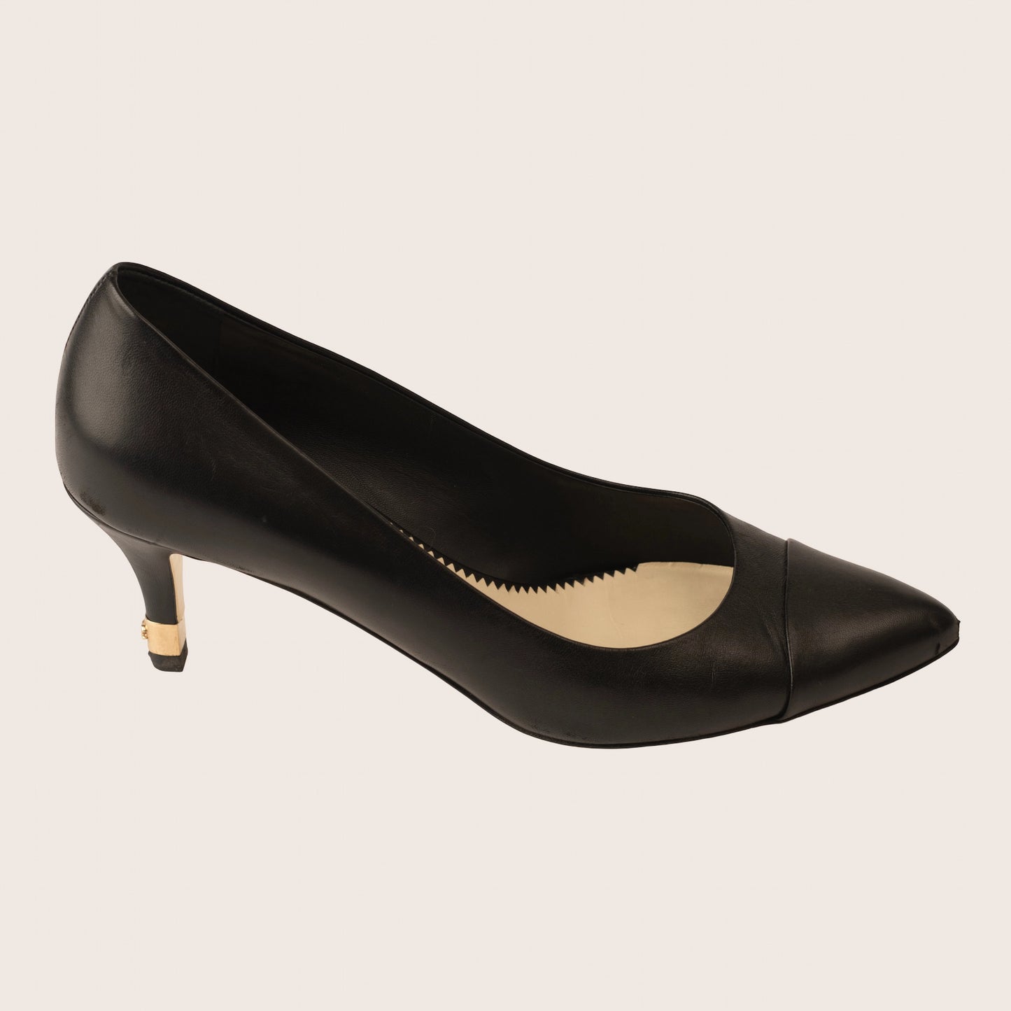 Chanel Black Leather Kitten Heel Pumps
