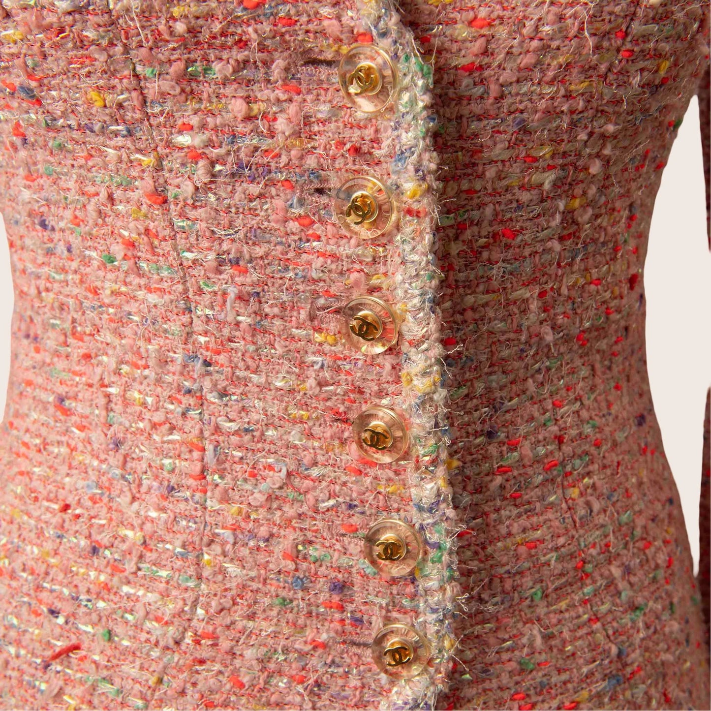 Chanel Pink Tweed Jacket with Multicolor Flecks