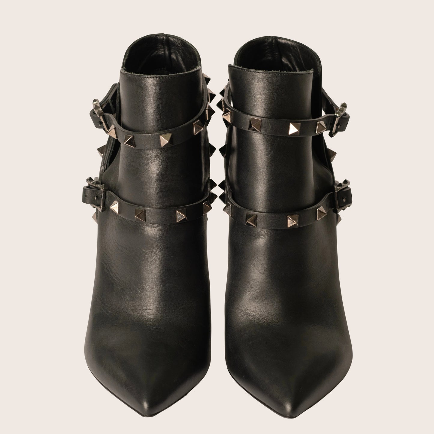 Valentino Black Leather Rockstud Ankle Boots