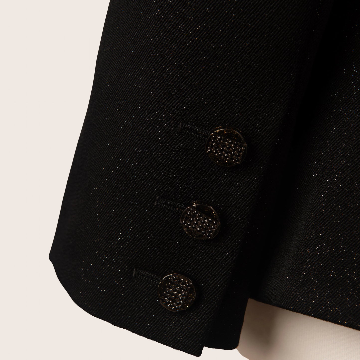 Chanel Black Sequin Tuxedo Jacket with Embellished Floral Detail
