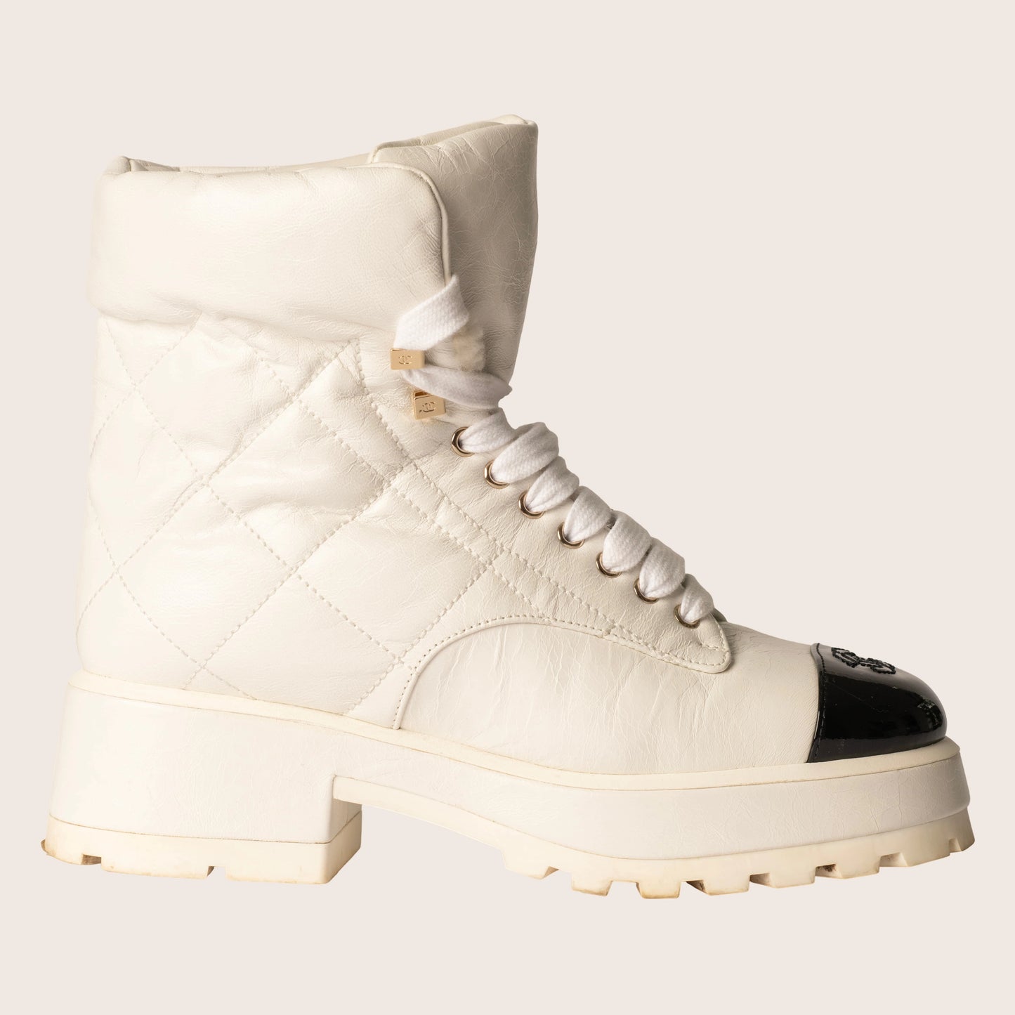 Chanel 2022 Interlocking CC Logo Combat Boots