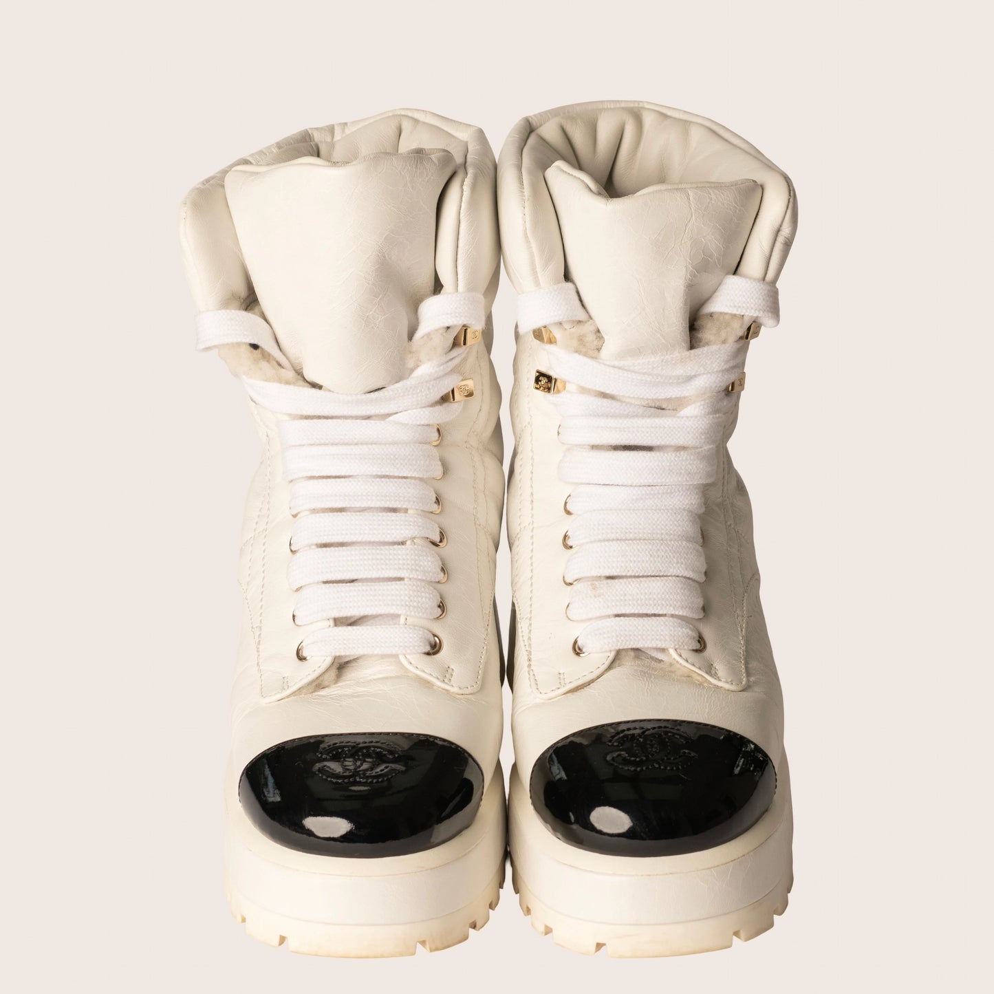 Chanel 2022 Interlocking CC Logo Combat Boots
