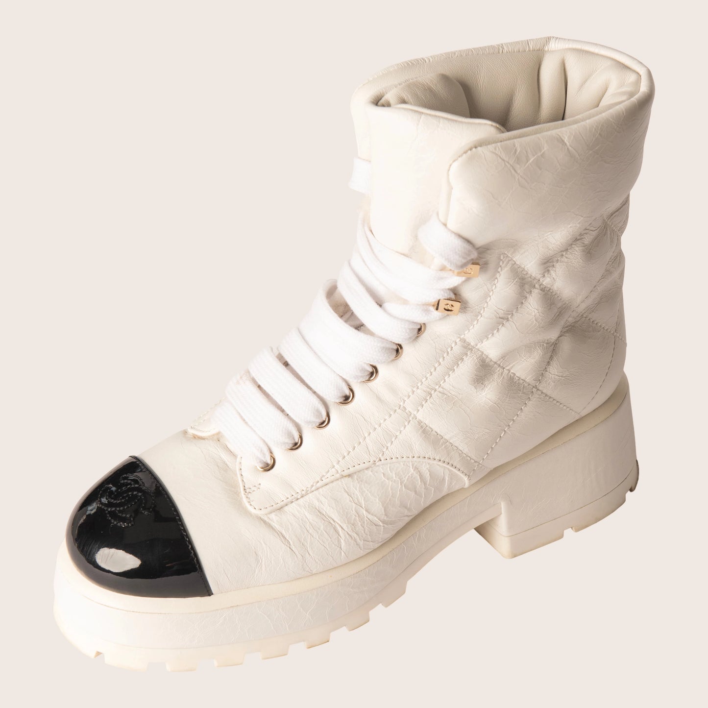 Chanel 2022 Interlocking CC Logo Combat Boots