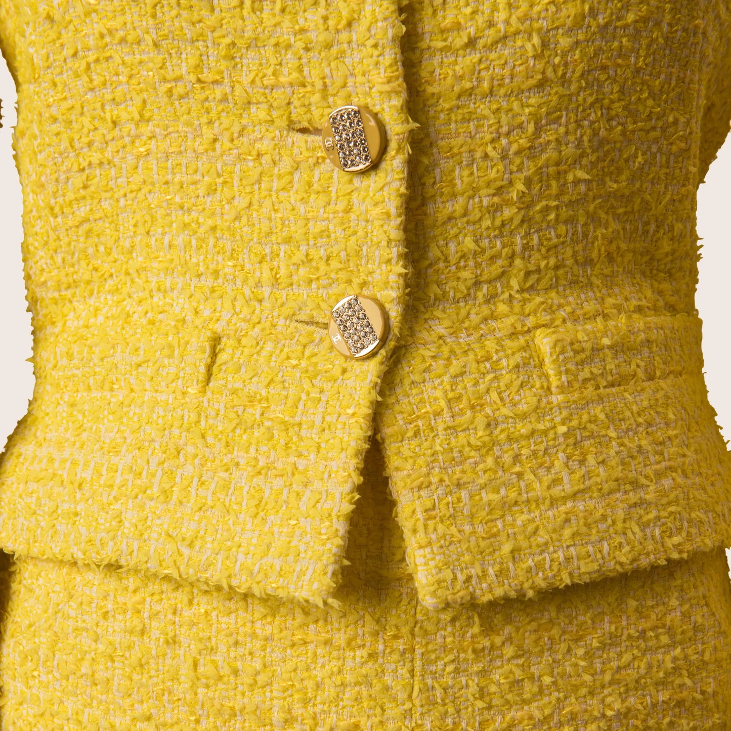 Chanel Yellow Tweed Jacket with Skirt